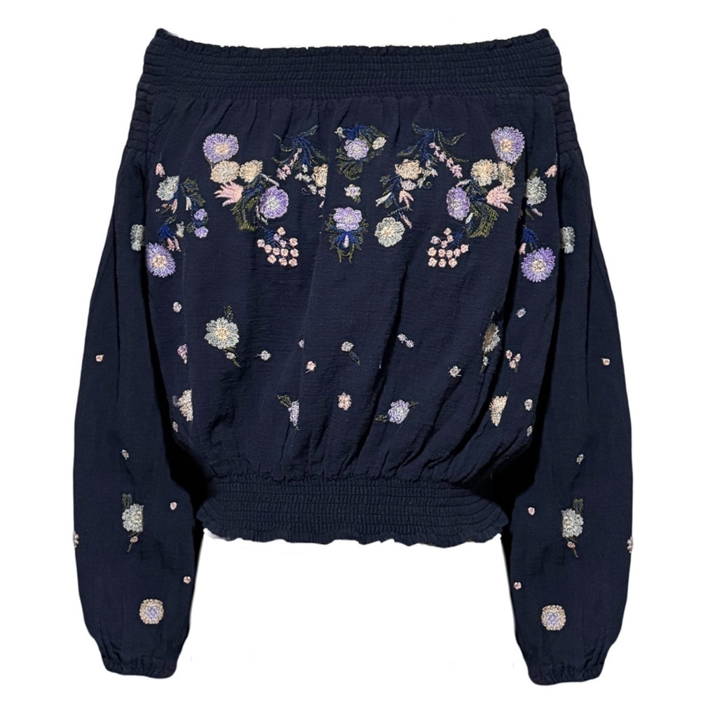 FREE PEOPLE • Navy Saachi Smocked Top